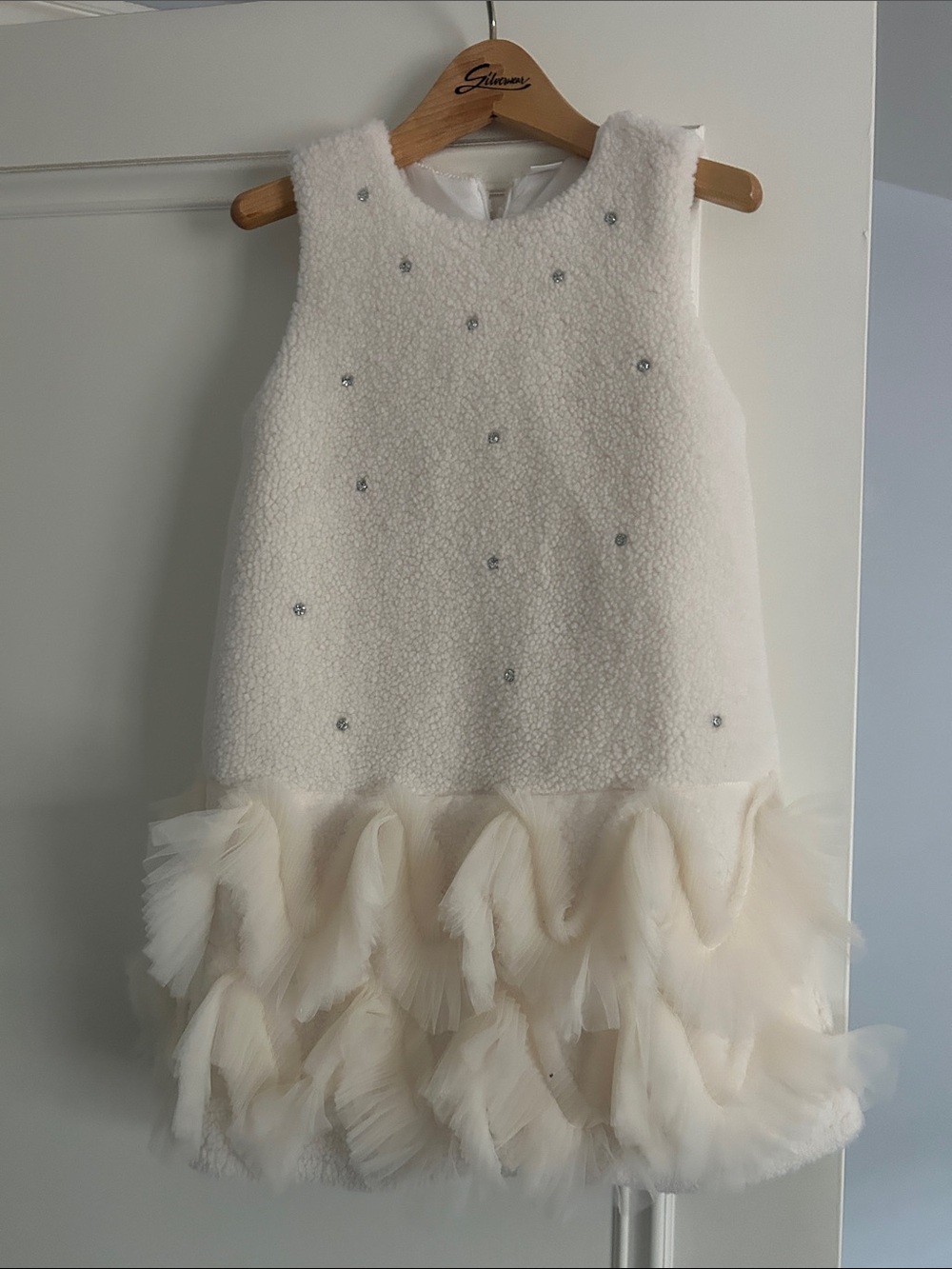 Shein Girls' Ivory Tulle Hem Party Dress size 5